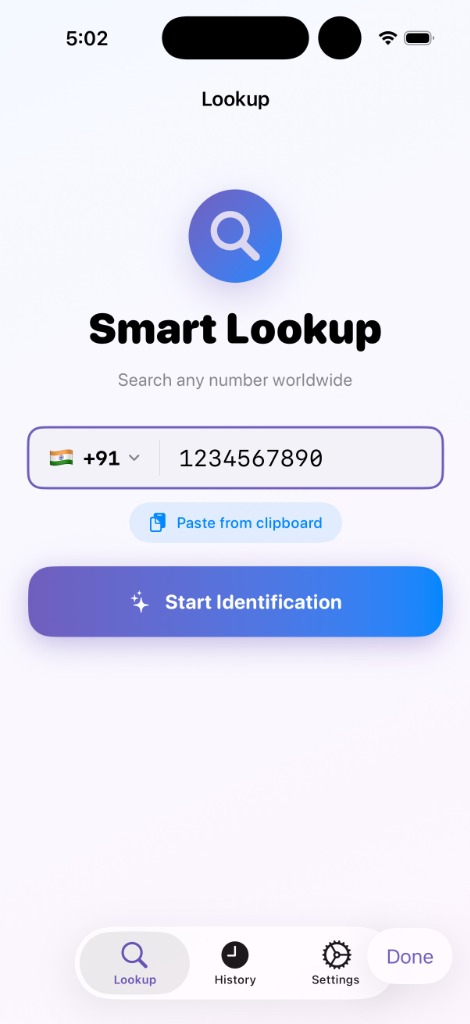 TeleLookup App Interface